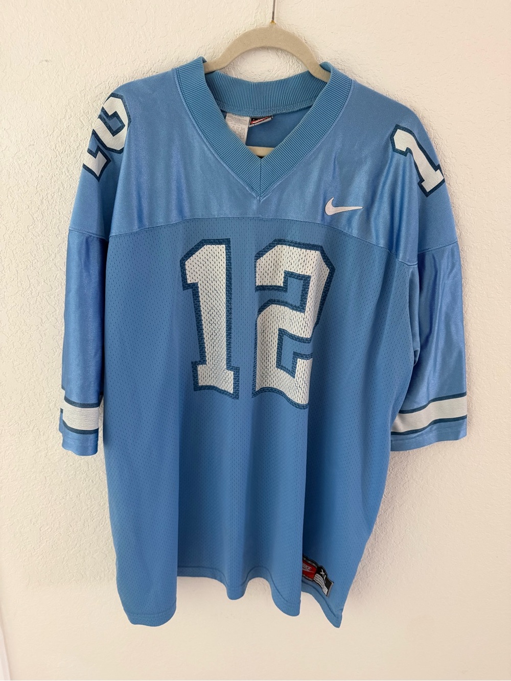 Vintage Nike UNC Tar Heels #12 Football Jersey XL Blue 90s Made in USA